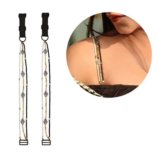 Divine Glow Humsa Beaded Strap – Gold & Pearl Mix