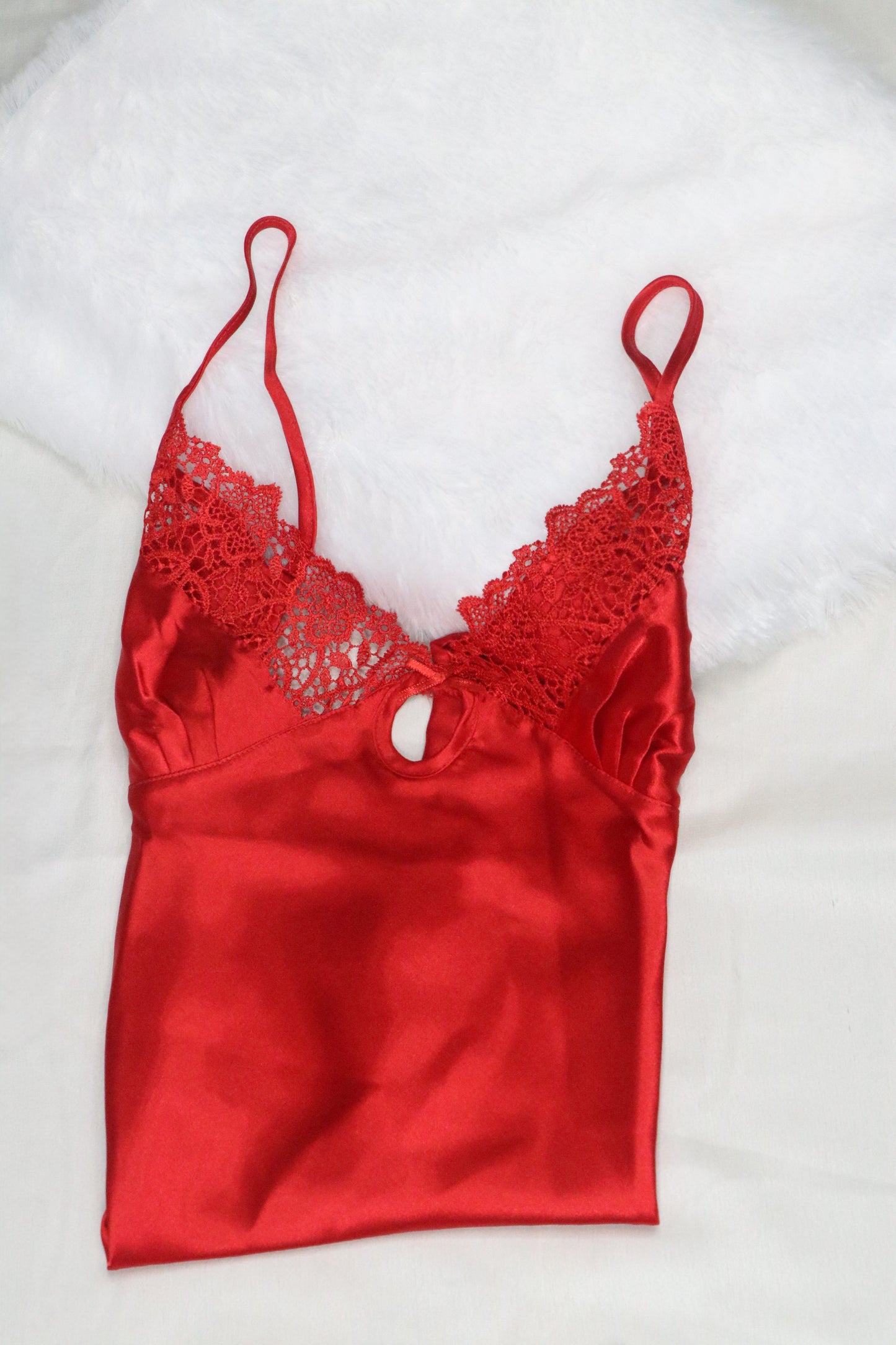 Women Lace 6 Pieces Night Gown Set Red