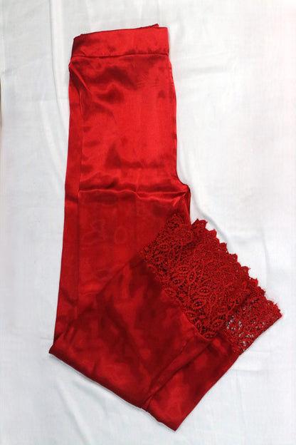 Women Lace 6 Pieces Night Gown Set Red