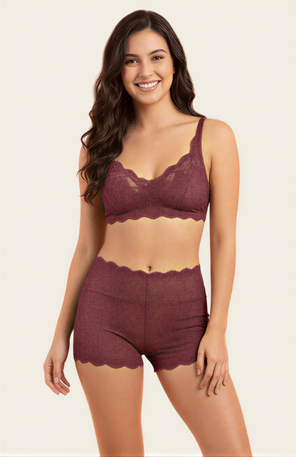 Sheluxe Women's Sexy Nighty Set—3-Piece Lace Nightwear with Sheer Kimono Robe