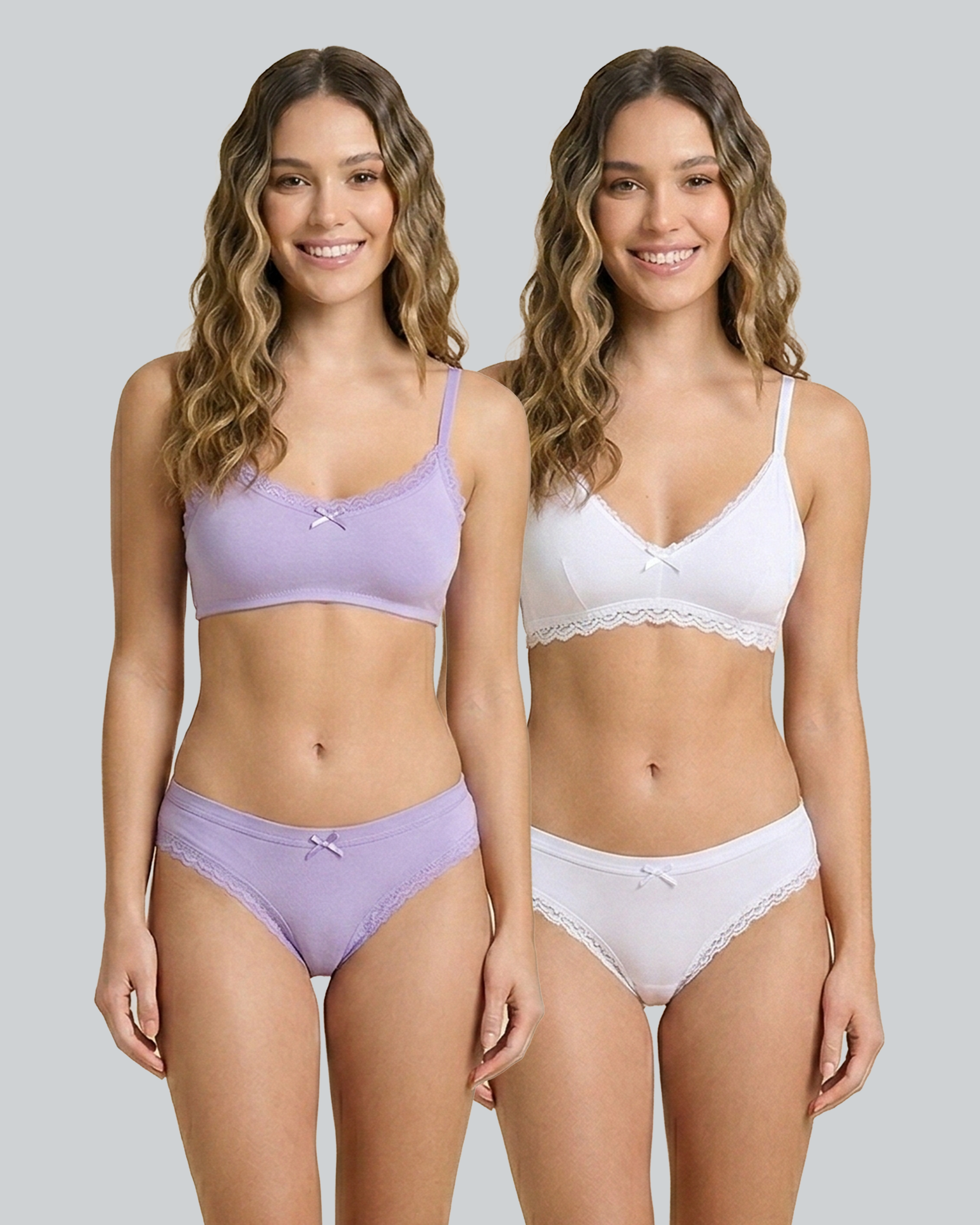 Women’s Cotton Bikini Panties with Lace Trim – Pack of 2 Comfort Set