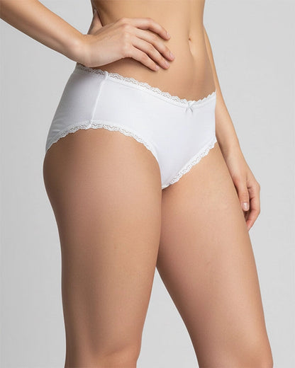 Women's Pack of 2 Cotton Bikini Panties Comfort Set with Lace Trim