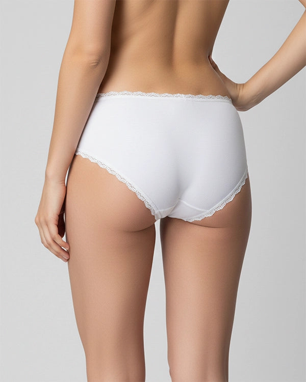 Women's Pack of 2 Cotton Bikini Panties Comfort Set with Lace Trim