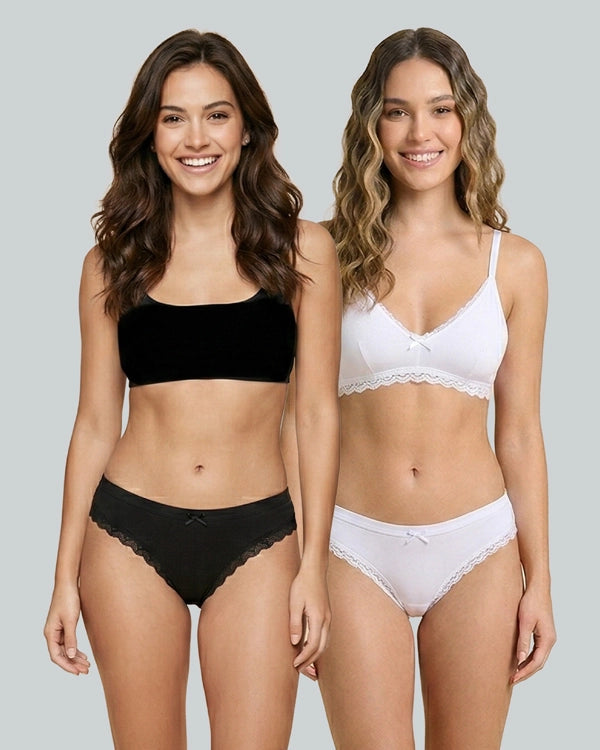 Women’s Cotton Panty Pack of 2 – White & Black | Comfortable Everyday Wear