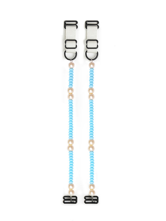 Women’s Adjustable Bra Straps – Pack of 2 (Blue Beads & Black)