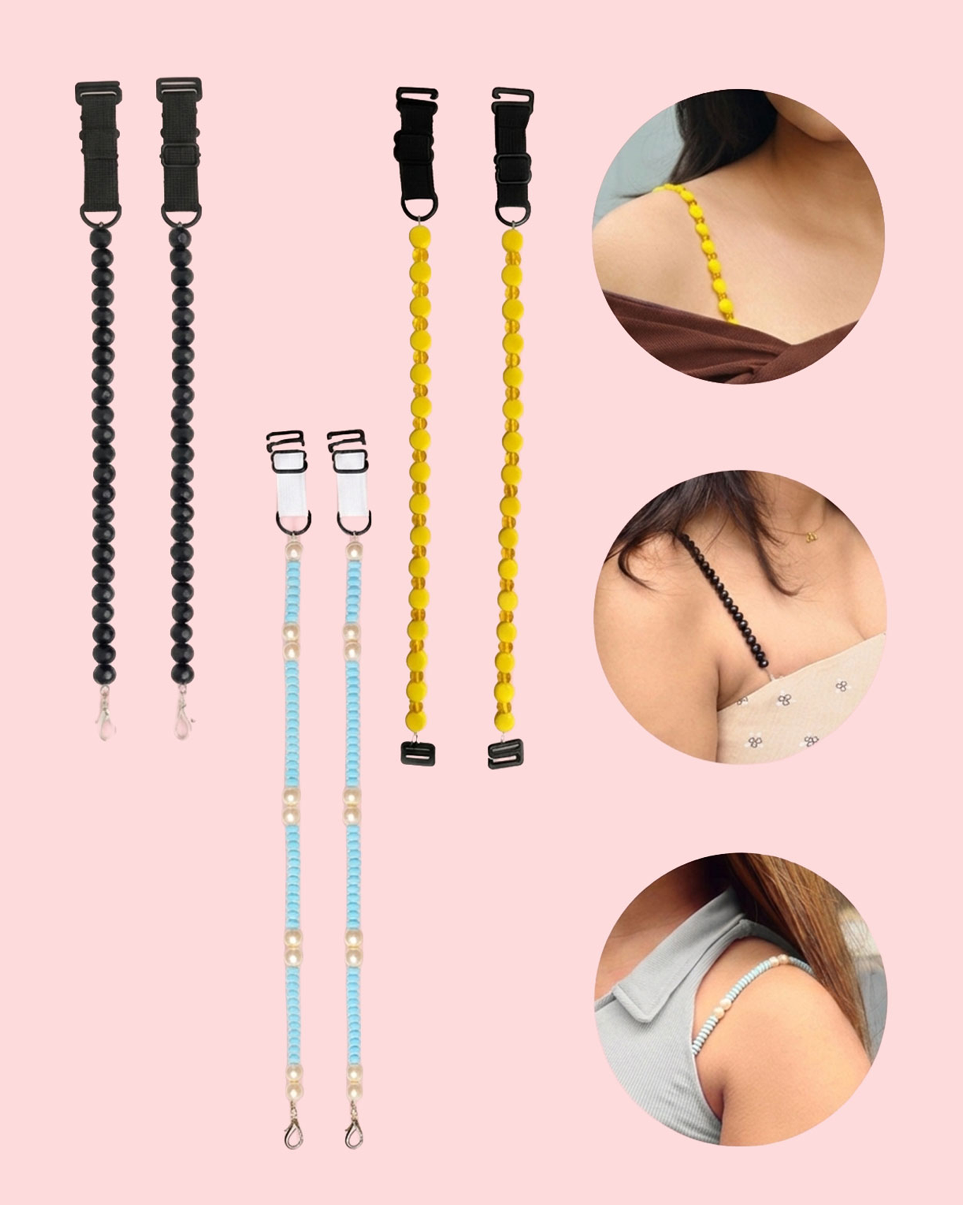 Pack of 3 Designer Bra Straps for Women | Stylish Replacement Straps