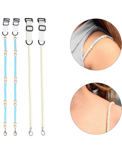 Women’s Adjustable Bra Straps – Pack of 2 (Blue Pearl & White Beads)