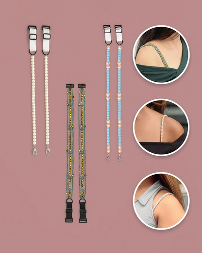 Pack of 3 Premium Beaded Bra Straps for Women | Detachable Straps