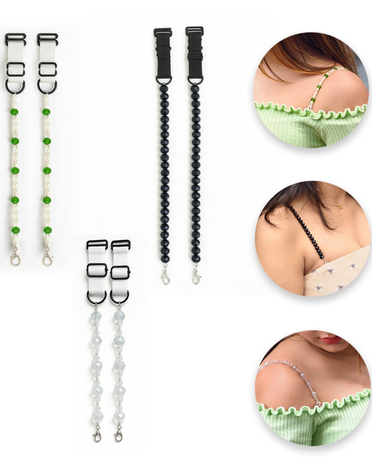 Pack of 3 Adjustable Beaded Bra Straps for Women | Replacement Straps