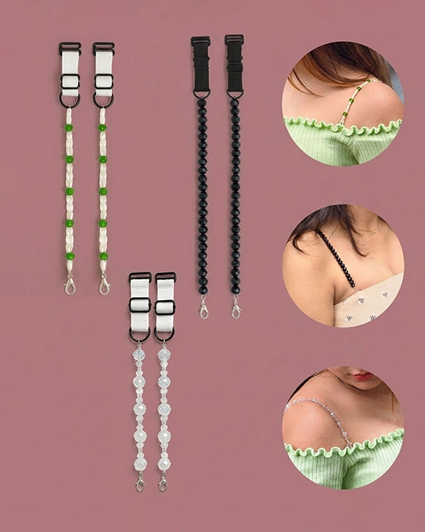 Pack of 3 Adjustable Beaded Bra Straps for Women | Replacement Straps