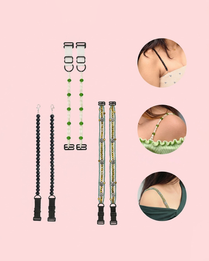 Pack of 3 Stylish Beaded Bra Straps for Women – Detachable & Adjustable