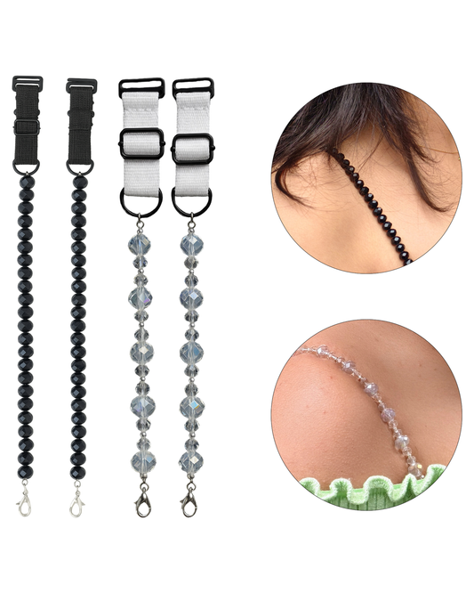 Adjustable Replacement Bra Straps for Women with Stylish Beaded Crystal Design