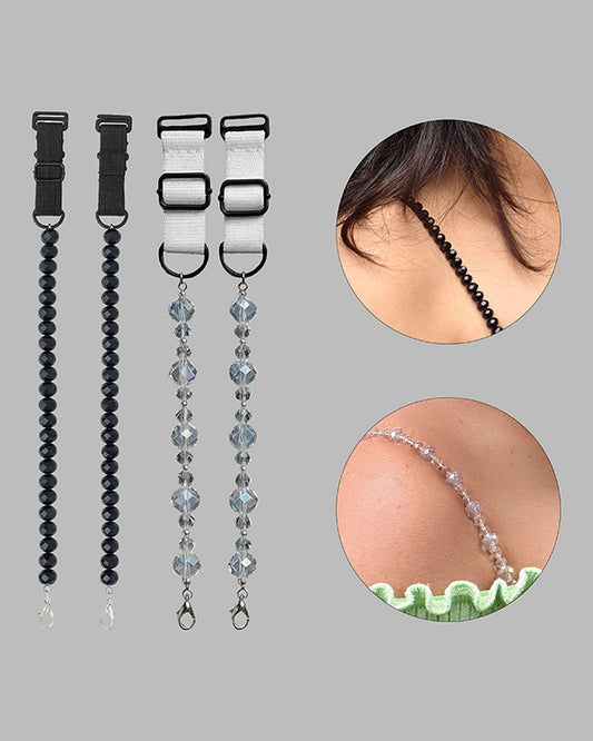 Adjustable Replacement Bra Straps for Women with Stylish Beaded Crystal Design