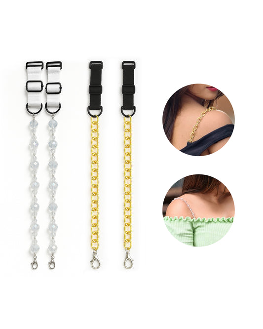Elegant Chain and Crystal Bead Bra Straps – Adjustable Fit