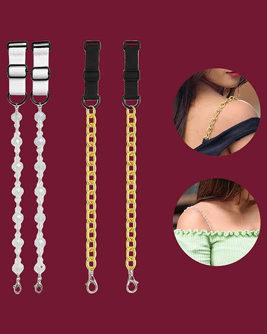 Elegant Chain and Crystal Bead Bra Straps – Adjustable Fit