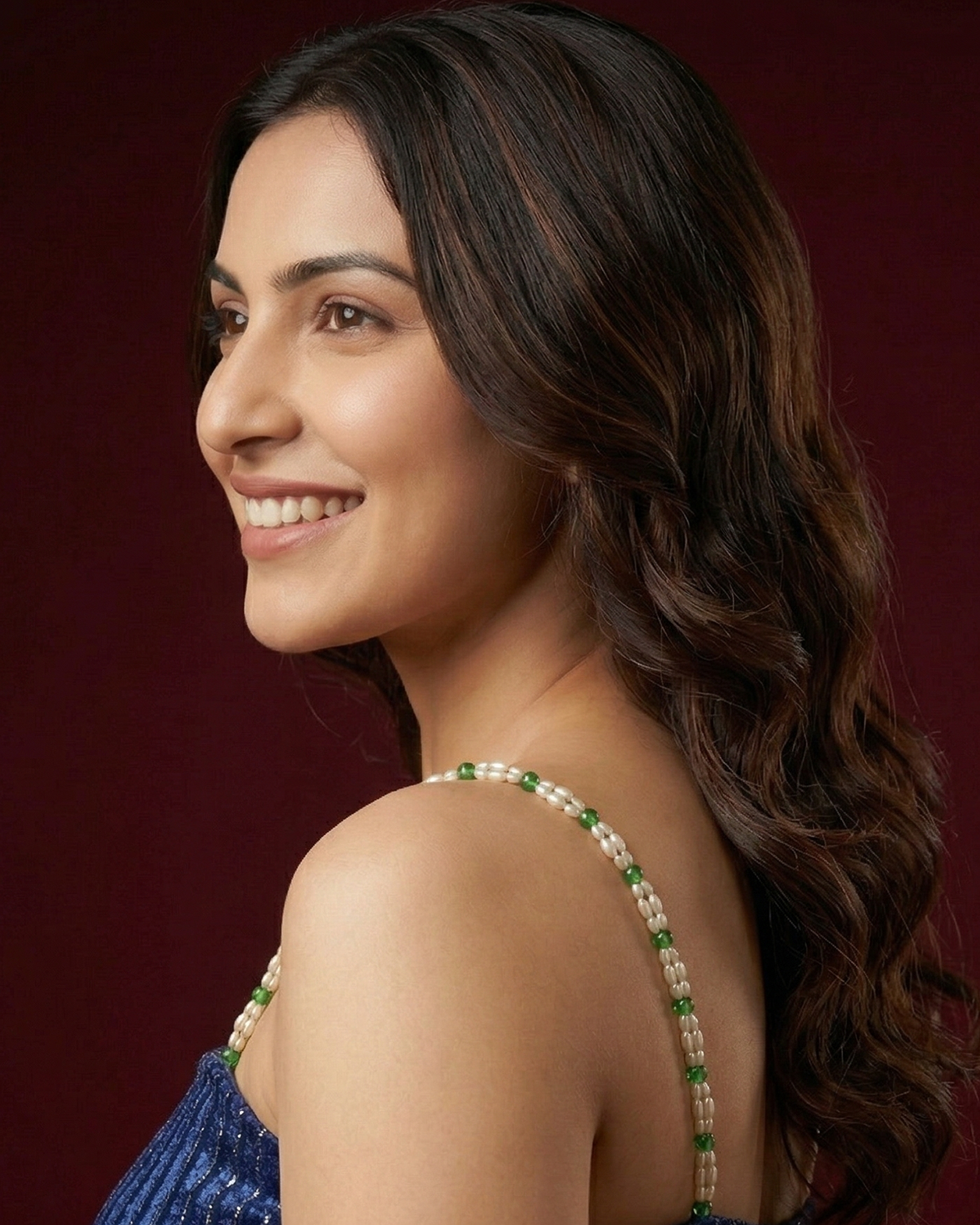 Elegant Pearl & Green Bead Adjustable Bra Straps for Women