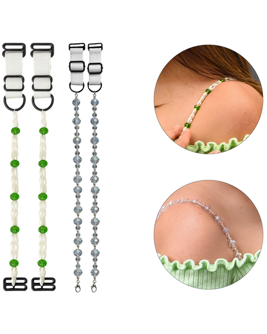 Pearl & Crystal Beaded Adjustable Bra Straps for Women