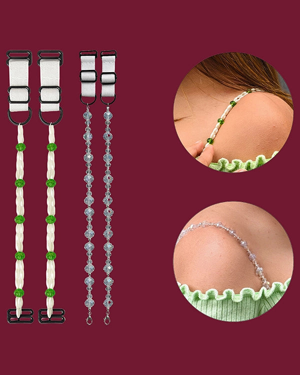 Pearl & Crystal Beaded Adjustable Bra Straps for Women