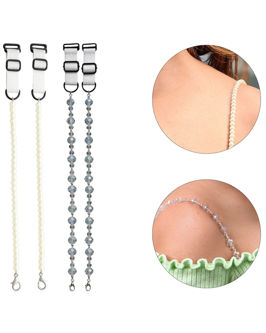 Elegant Pearl & Crystal Adjustable Bra Straps for Women