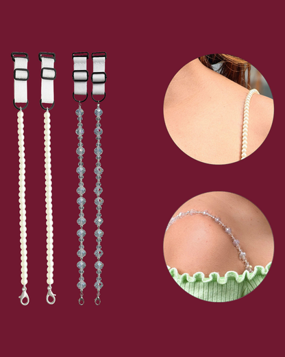 Elegant Pearl & Crystal Adjustable Bra Straps for Women