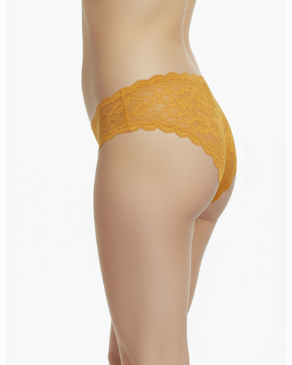 Sheluxe Pack of 2 Purple & Yellow Lace Polyester Thong Panty for Women