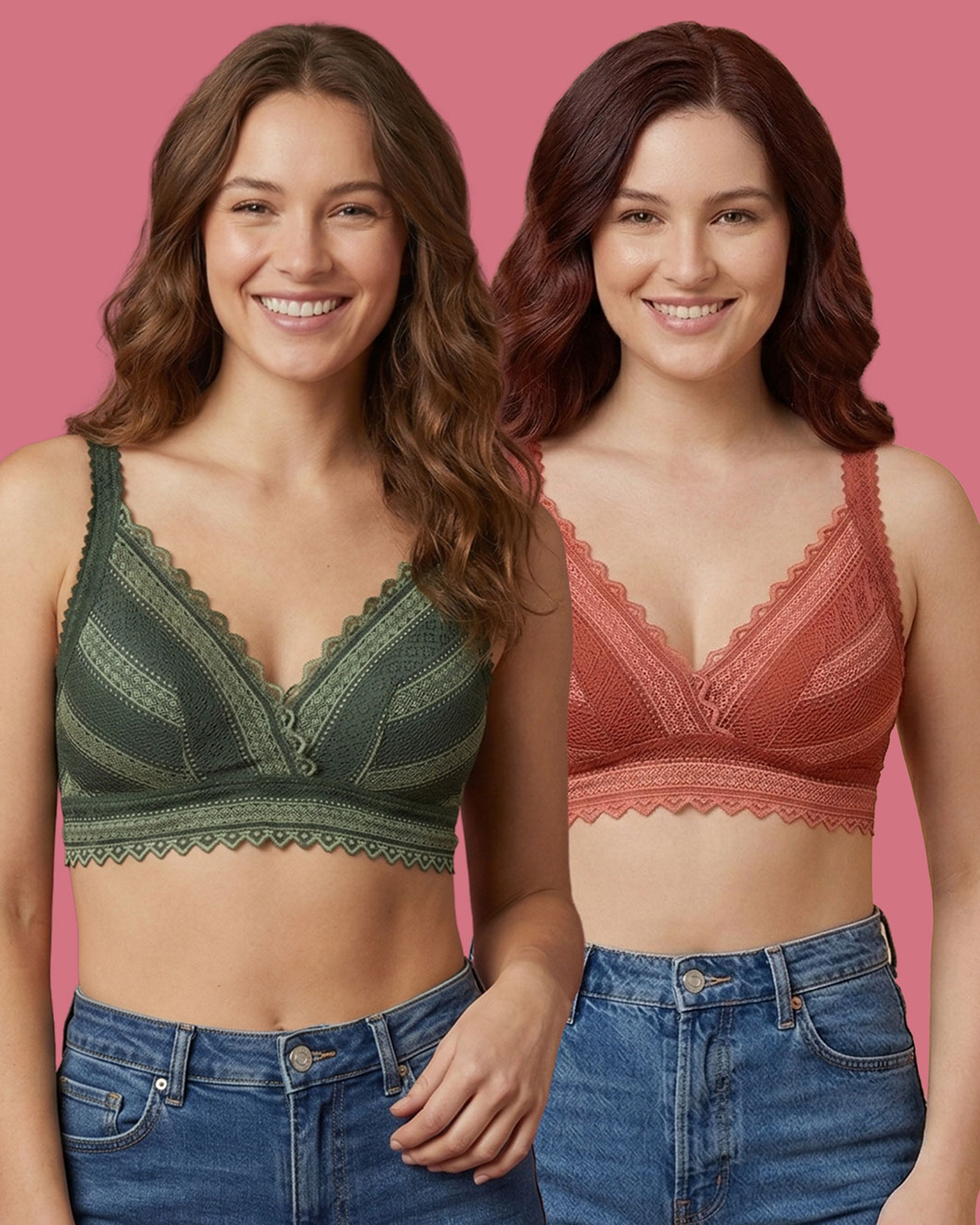 Women's Padded Lace Bra (Pack Of 2)