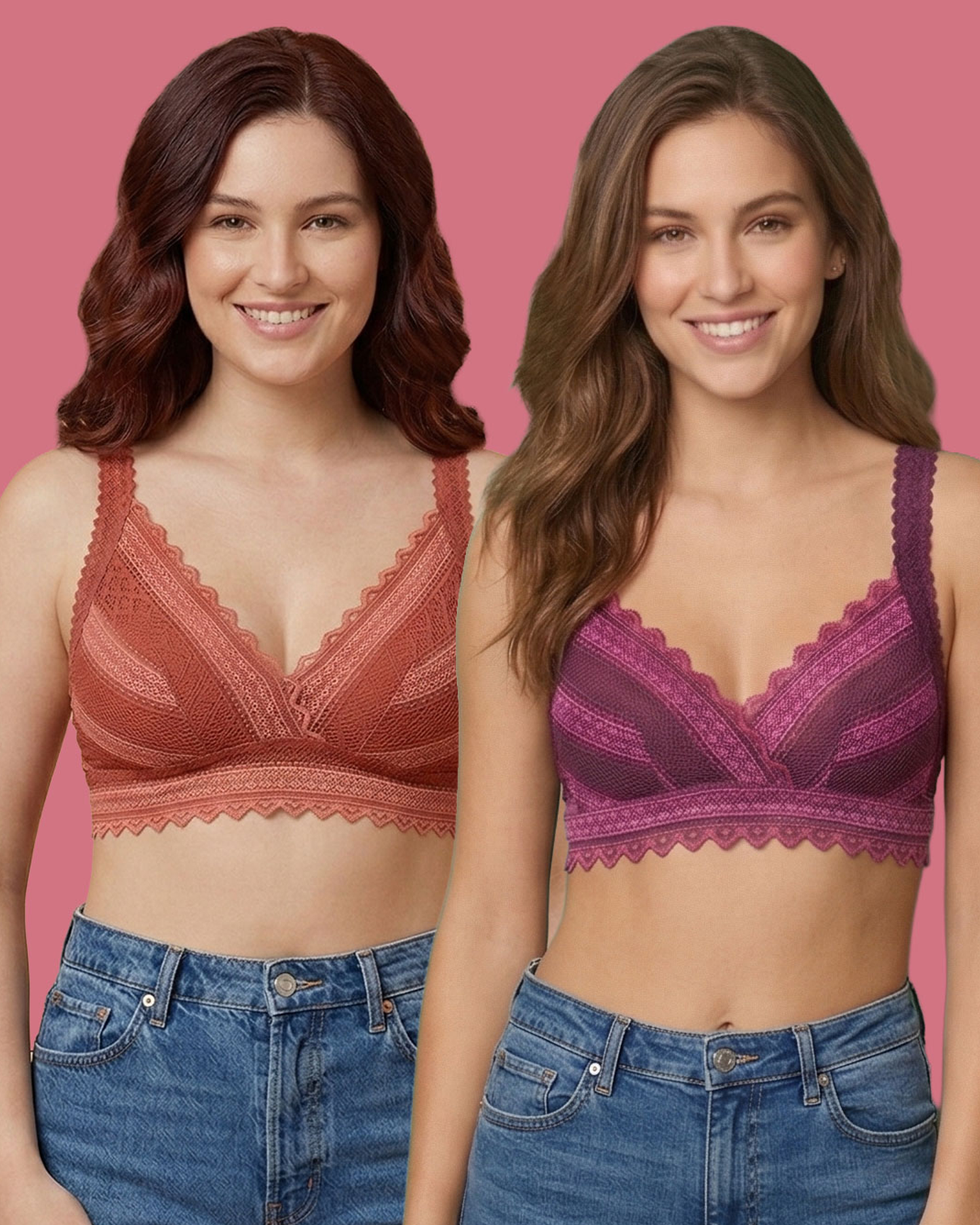 Women Lace Soft Padded Bra (Pack Of 2)
