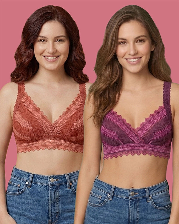 Women Lace Soft Padded Bra (Pack Of 2)