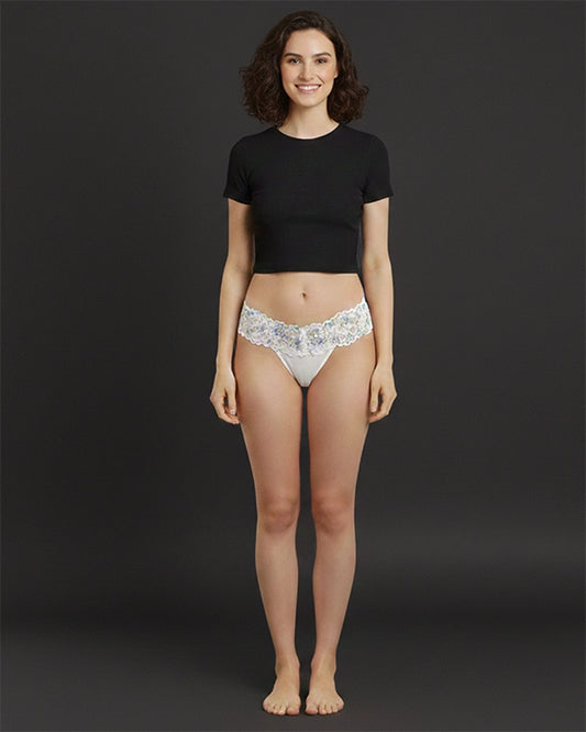 Light Beige Lace Low Rise Thong Panty