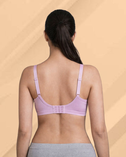 Pack of 2 Women Lightly Padded Wire Free Polyester Purple White Comfort Bra