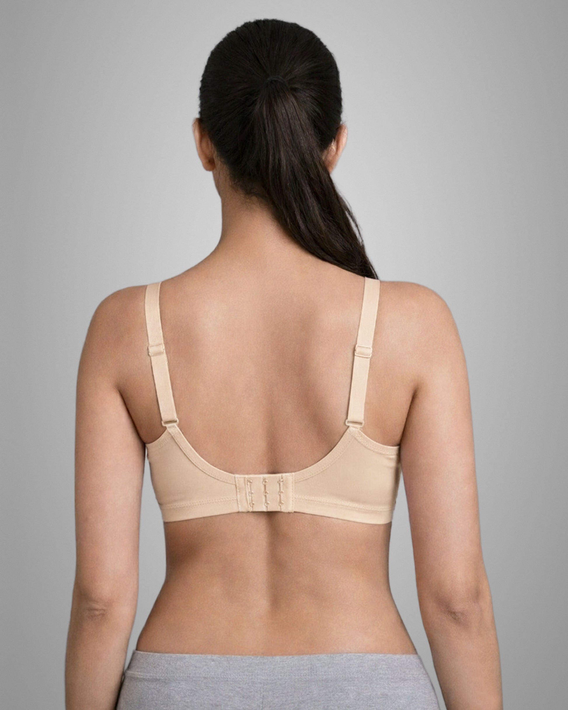Pack of 2 Women Lightly Padded Wire Free Polyester White Beige Comfort Bra