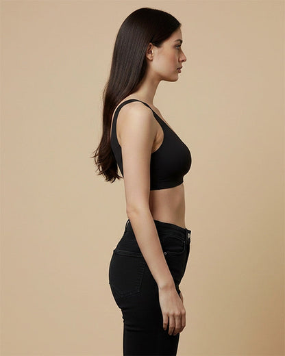 Pack of 3 Beige, White & Black Lightly Padded Seamless Full Coverage Non Wired Polyester Sports Bra