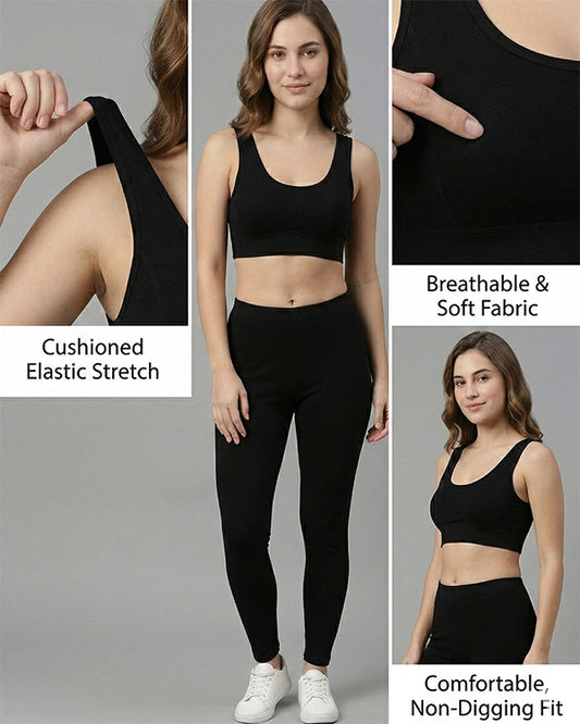 Womens Full Coverage Sports Bra Non-Wired Nylon Lightly Padded for Gym, Yoga, Workout & Daily Wear