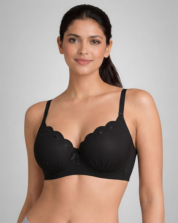 Sheluxe Pack of 2 Beige & Black Bras with Free Beaded Strap Pair