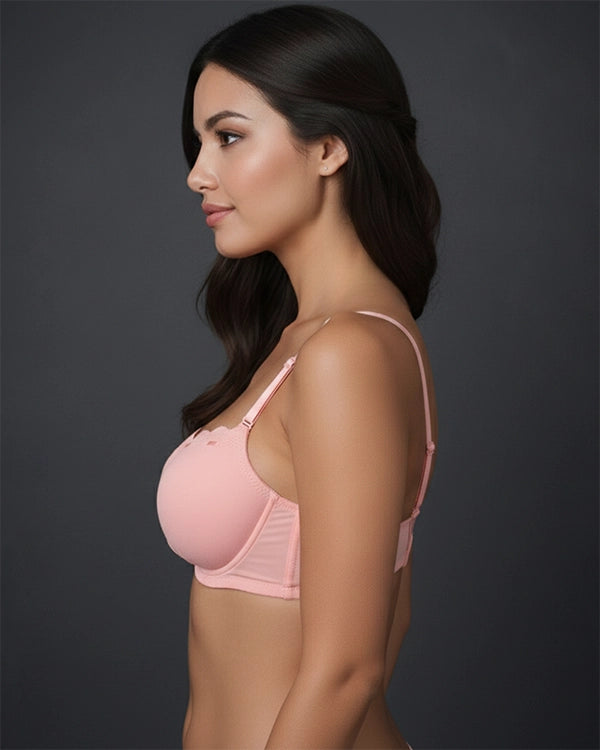 Sheluxe Pack of 2 Blue & Pink Bras with Free Beaded Strap Pair