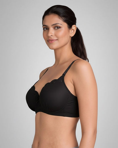Elegance Scalloped Lace Padded Bra Combo - Pack of 2 (Red, Black)