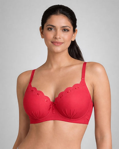 Sheluxe Pack of 2 Red & Maroon Bras with Free Beaded Strap Pair