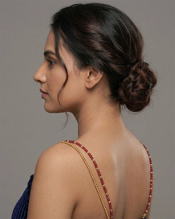 Stylish Gold & Red Beaded Removable Bra Straps for Women