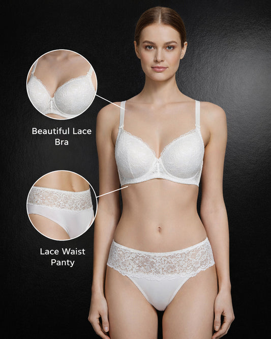 Women Polyester Wired Lightly Padded Bikini Bra Set