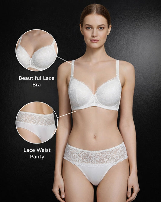 Women Polyester Wired Lightly Padded Bikini Bra Set