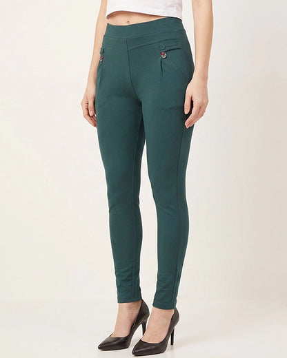 Women's Pack of 3 Black, Dark Grey & Maroon High Waist Korean Crepe Slip-On Jeggings