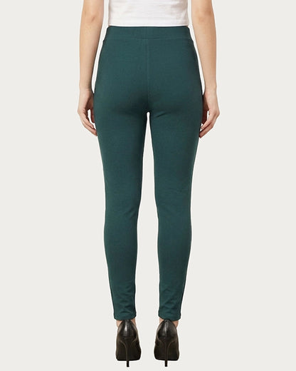 Women's Pack of 3 Dark Grey, Black & Green High Waist Korean Crepe Slip-On Jeggings