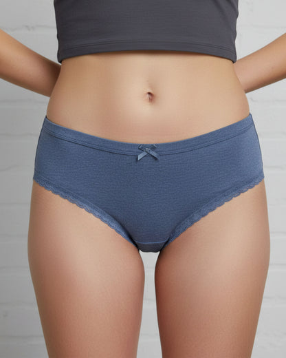 Sheluxe Pack of 2 Cotton Panty for Women Dark Blue Purple Mid Rise Briefs
