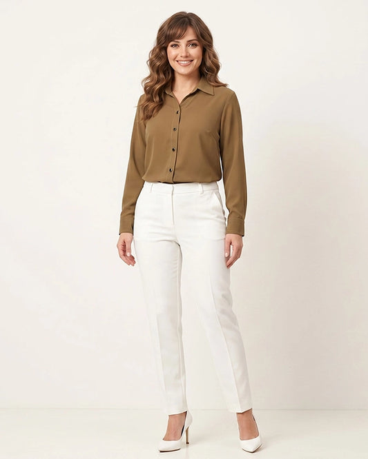 Korean Style Semi Formal Brown Shirt for office Wear & Casual Wear