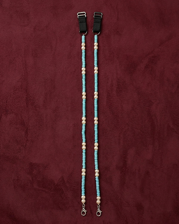 Sky Blue & Pearl Beaded Bra Strap