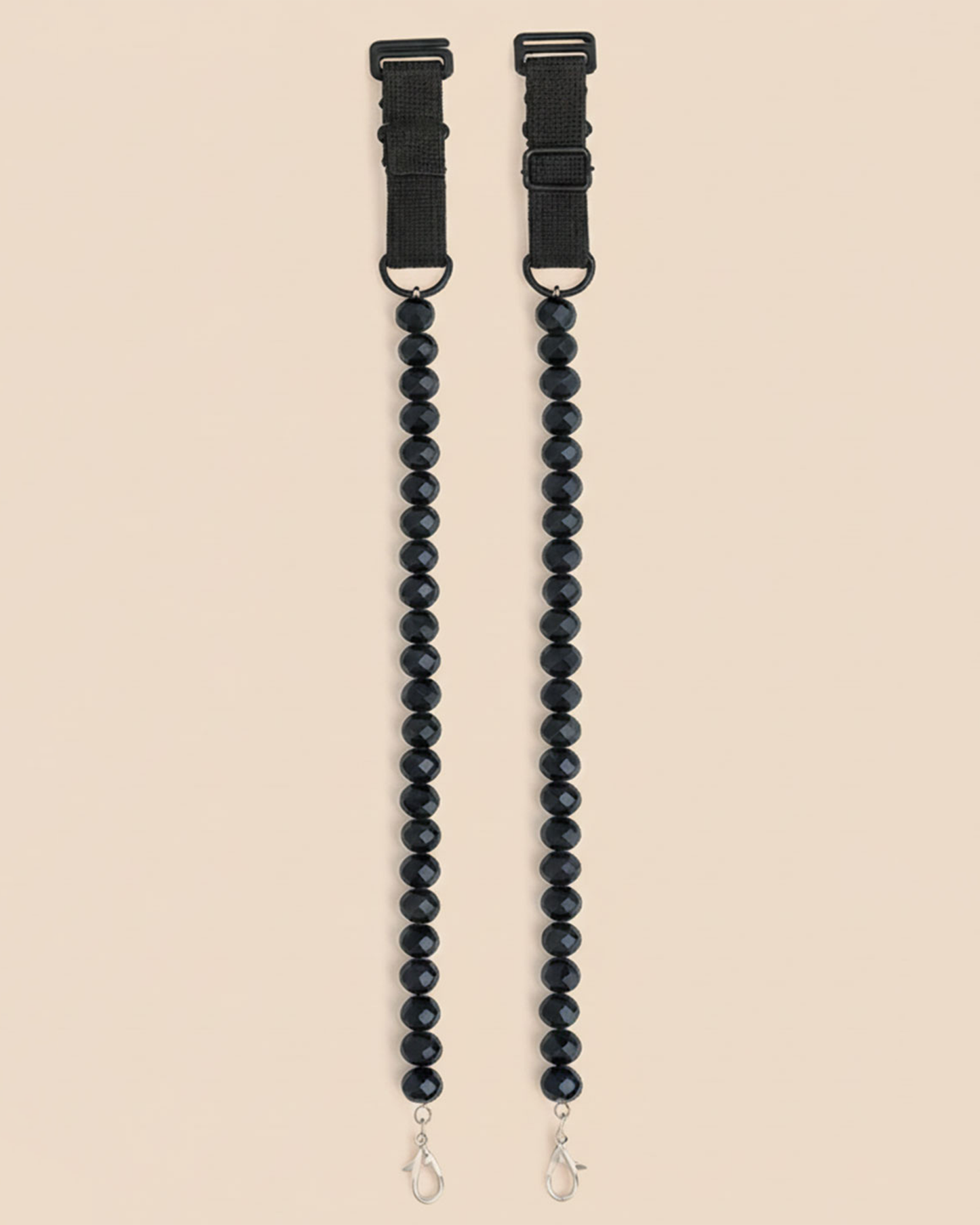 Black Gloss Beaded Bra Strap