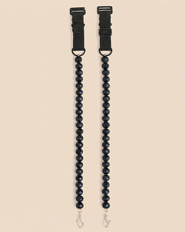 Black Gloss Beaded Bra Strap