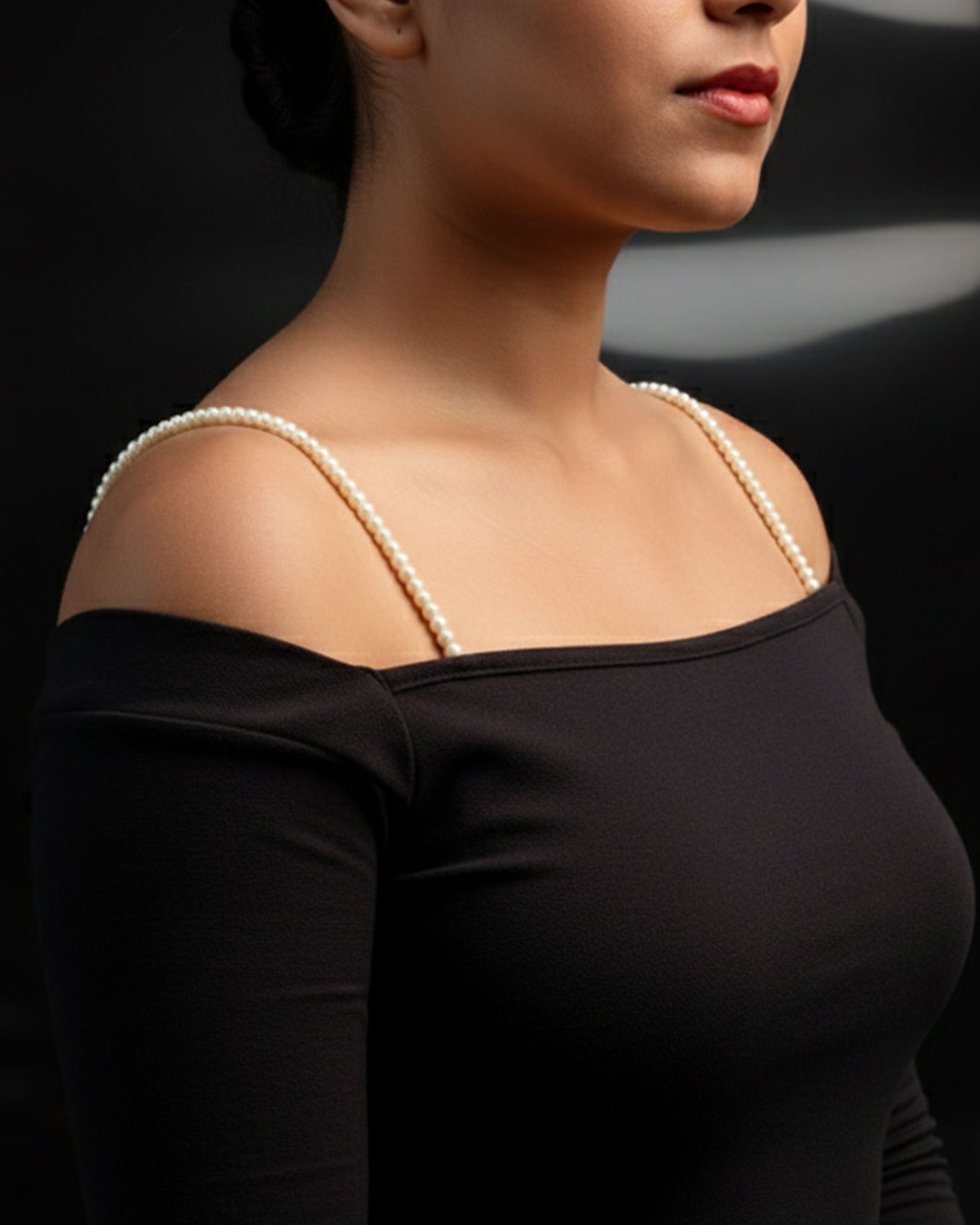 Black Gloss Beaded Bra Strap