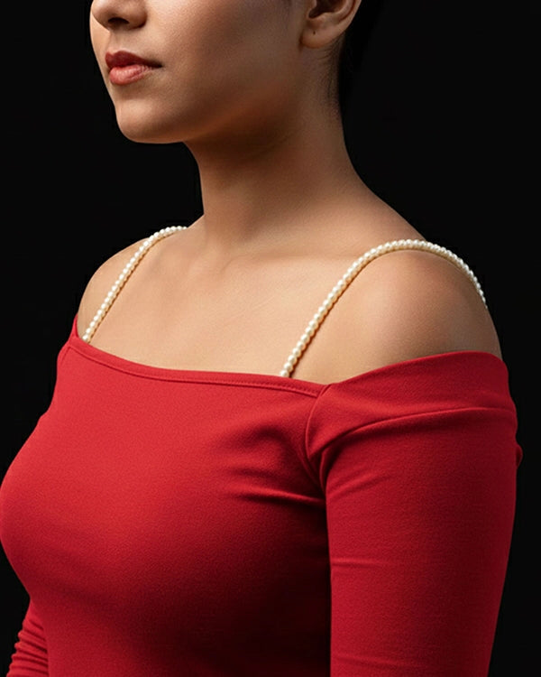 Classic White Pearl Beaded Bra Strap