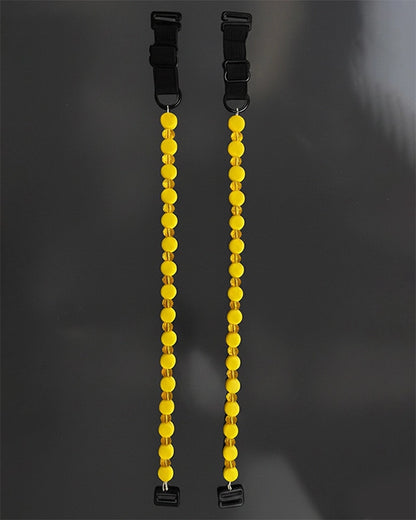 Yellow Beaded with Golden Pearl Bra Strap 